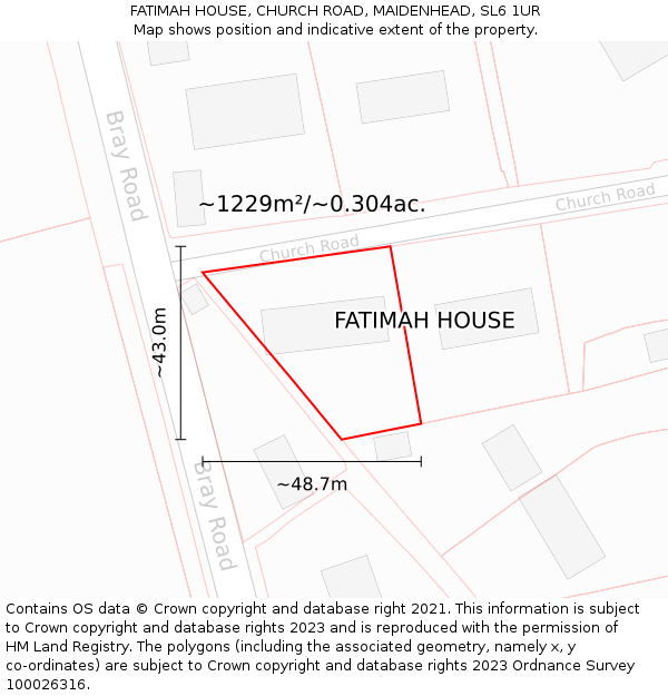FATIMAH HOUSE, CHURCH ROAD, MAIDENHEAD, SL6 1UR: Plot and title map