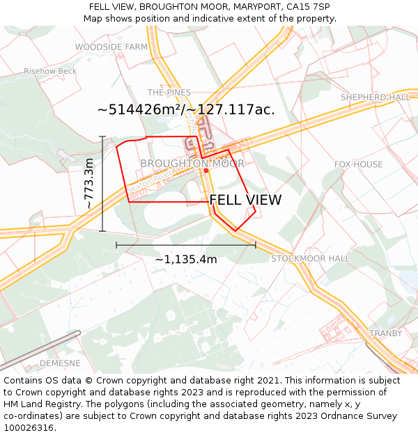 FELL VIEW, BROUGHTON MOOR, MARYPORT, CA15 7SP: Plot and title map