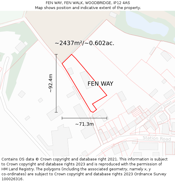 FEN WAY, FEN WALK, WOODBRIDGE, IP12 4AS: Plot and title map