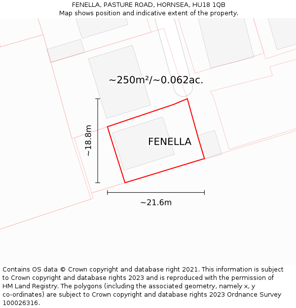 FENELLA, PASTURE ROAD, HORNSEA, HU18 1QB: Plot and title map