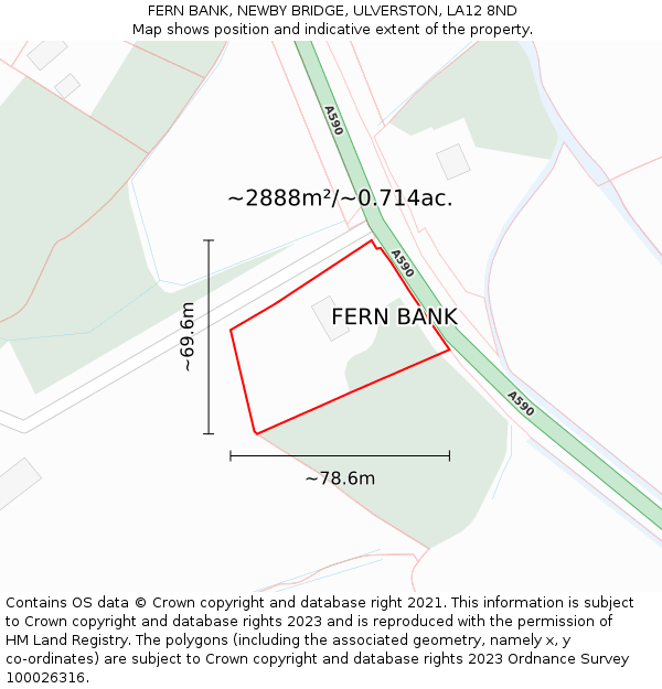 FERN BANK, NEWBY BRIDGE, ULVERSTON, LA12 8ND: Plot and title map