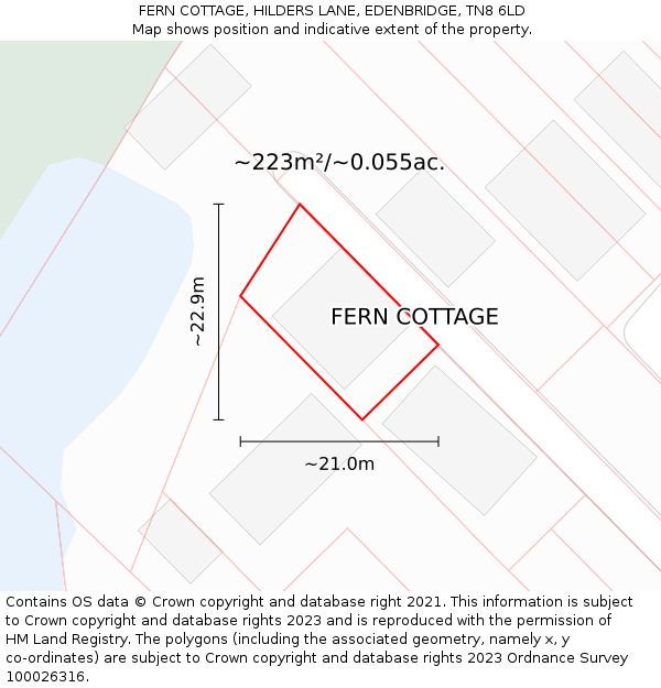 FERN COTTAGE, HILDERS LANE, EDENBRIDGE, TN8 6LD: Plot and title map