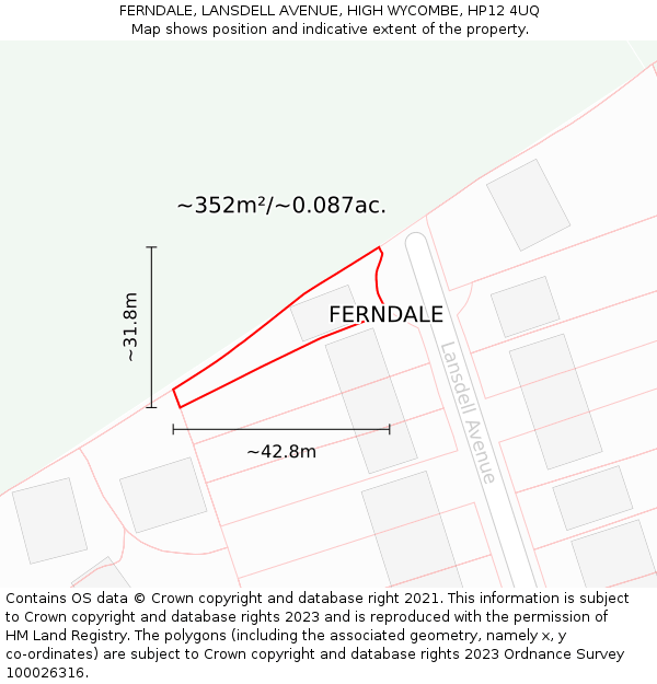 FERNDALE, LANSDELL AVENUE, HIGH WYCOMBE, HP12 4UQ: Plot and title map