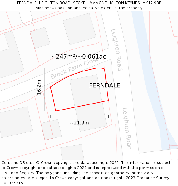 FERNDALE, LEIGHTON ROAD, STOKE HAMMOND, MILTON KEYNES, MK17 9BB: Plot and title map