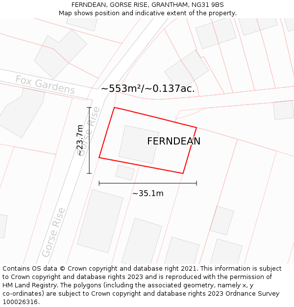 FERNDEAN, GORSE RISE, GRANTHAM, NG31 9BS: Plot and title map