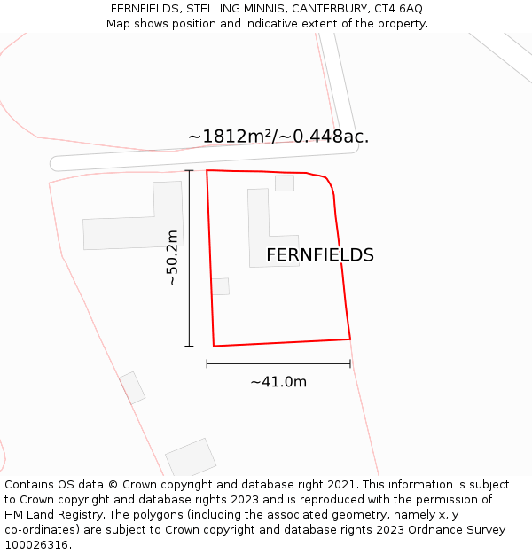 FERNFIELDS, STELLING MINNIS, CANTERBURY, CT4 6AQ: Plot and title map