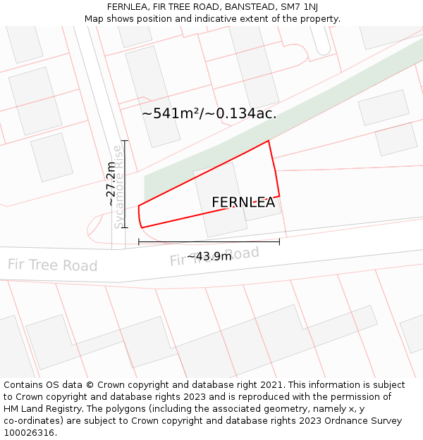 FERNLEA, FIR TREE ROAD, BANSTEAD, SM7 1NJ: Plot and title map