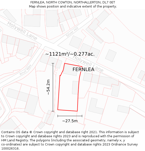 FERNLEA, NORTH COWTON, NORTHALLERTON, DL7 0ET: Plot and title map