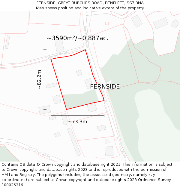 FERNSIDE, GREAT BURCHES ROAD, BENFLEET, SS7 3NA: Plot and title map