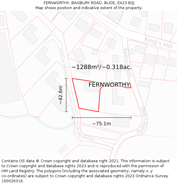 FERNWORTHY, BAGBURY ROAD, BUDE, EX23 8QJ: Plot and title map