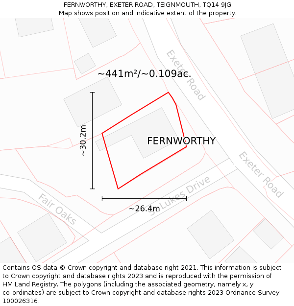 FERNWORTHY, EXETER ROAD, TEIGNMOUTH, TQ14 9JG: Plot and title map