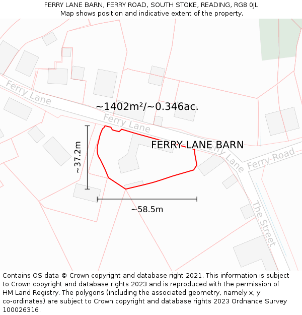 FERRY LANE BARN, FERRY ROAD, SOUTH STOKE, READING, RG8 0JL: Plot and title map