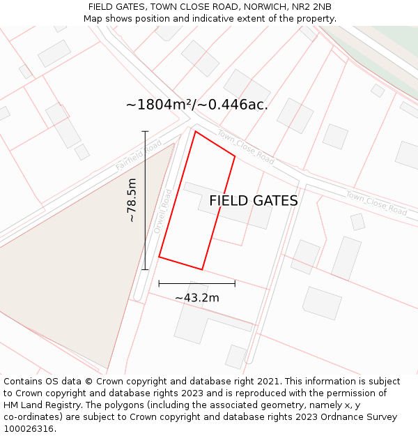 FIELD GATES, TOWN CLOSE ROAD, NORWICH, NR2 2NB: Plot and title map