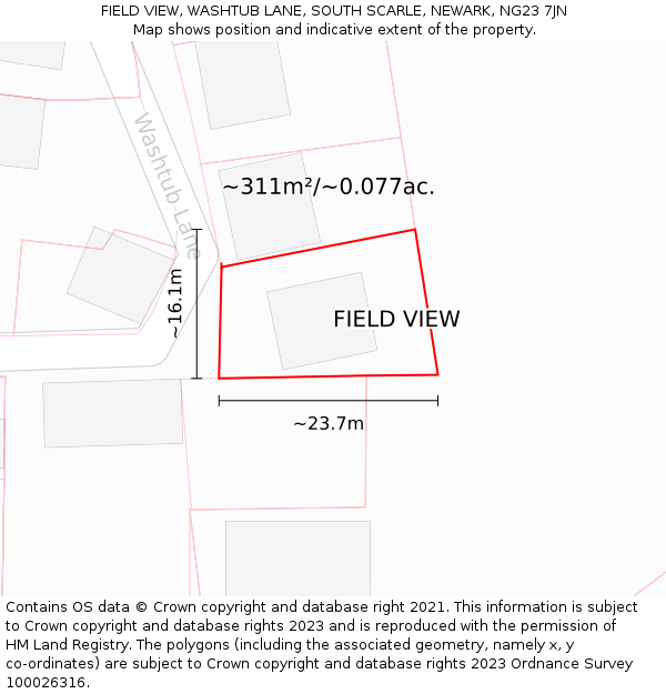 FIELD VIEW, WASHTUB LANE, SOUTH SCARLE, NEWARK, NG23 7JN: Plot and title map