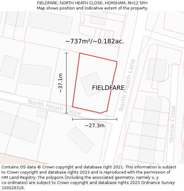 FIELDFARE, NORTH HEATH CLOSE, HORSHAM, RH12 5PH: Plot and title map
