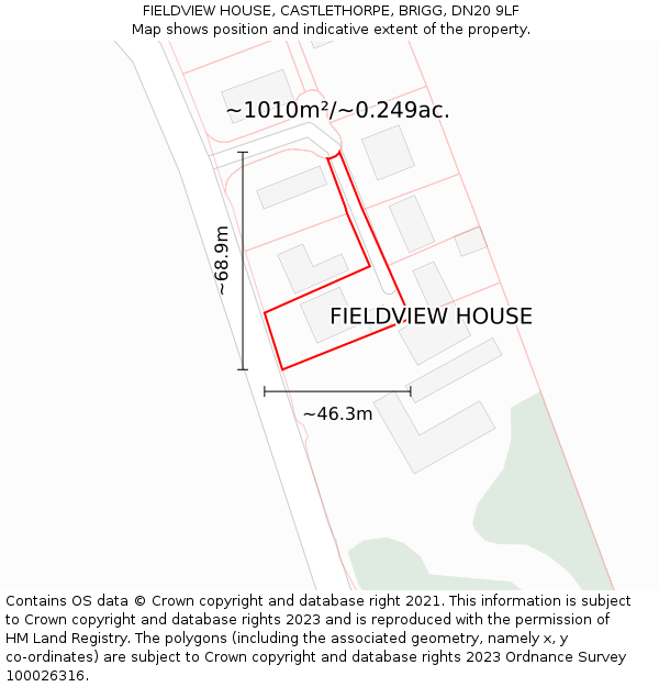 FIELDVIEW HOUSE, CASTLETHORPE, BRIGG, DN20 9LF: Plot and title map