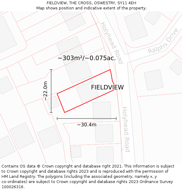 FIELDVIEW, THE CROSS, OSWESTRY, SY11 4EH: Plot and title map
