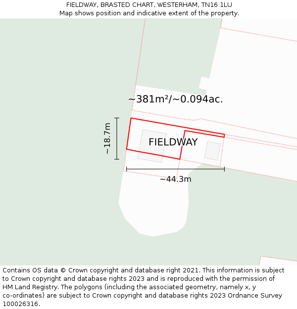 FIELDWAY, BRASTED CHART, WESTERHAM, TN16 1LU: Plot and title map