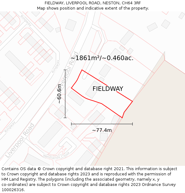 FIELDWAY, LIVERPOOL ROAD, NESTON, CH64 3RF: Plot and title map