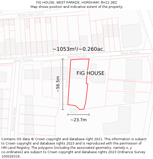 FIG HOUSE, WEST PARADE, HORSHAM, RH12 2BZ: Plot and title map