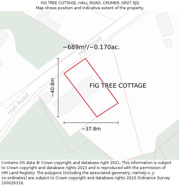 FIG TREE COTTAGE, HALL ROAD, CROMER, NR27 9JQ: Plot and title map