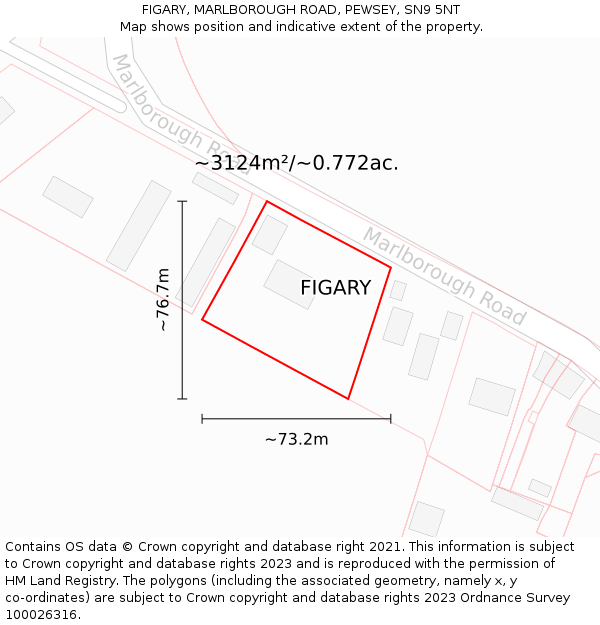 FIGARY, MARLBOROUGH ROAD, PEWSEY, SN9 5NT: Plot and title map