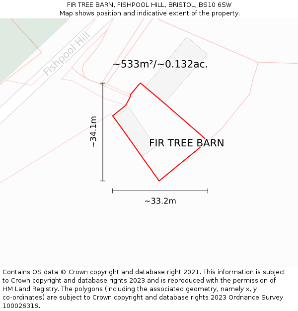FIR TREE BARN, FISHPOOL HILL, BRISTOL, BS10 6SW: Plot and title map