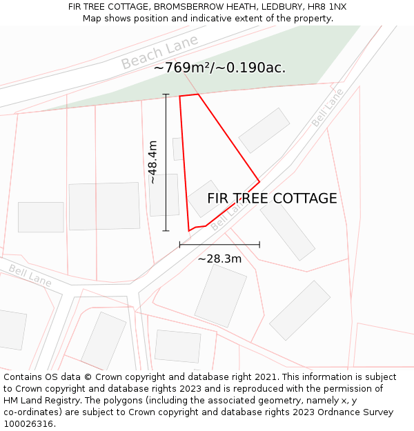 FIR TREE COTTAGE, BROMSBERROW HEATH, LEDBURY, HR8 1NX: Plot and title map