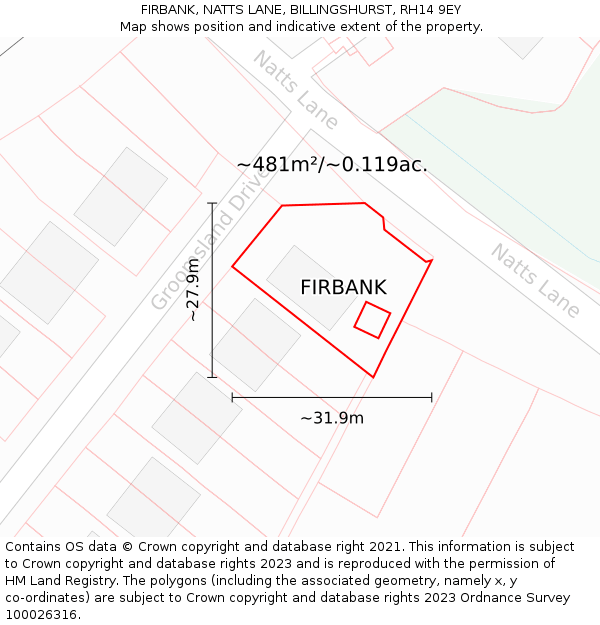 FIRBANK, NATTS LANE, BILLINGSHURST, RH14 9EY: Plot and title map
