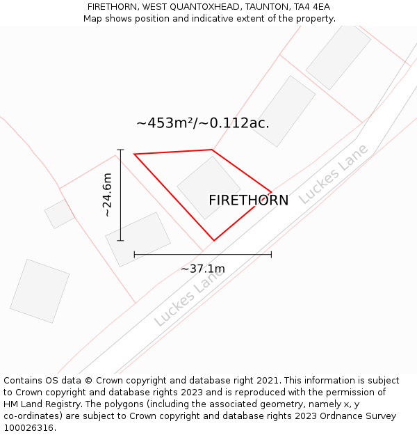 FIRETHORN, WEST QUANTOXHEAD, TAUNTON, TA4 4EA: Plot and title map