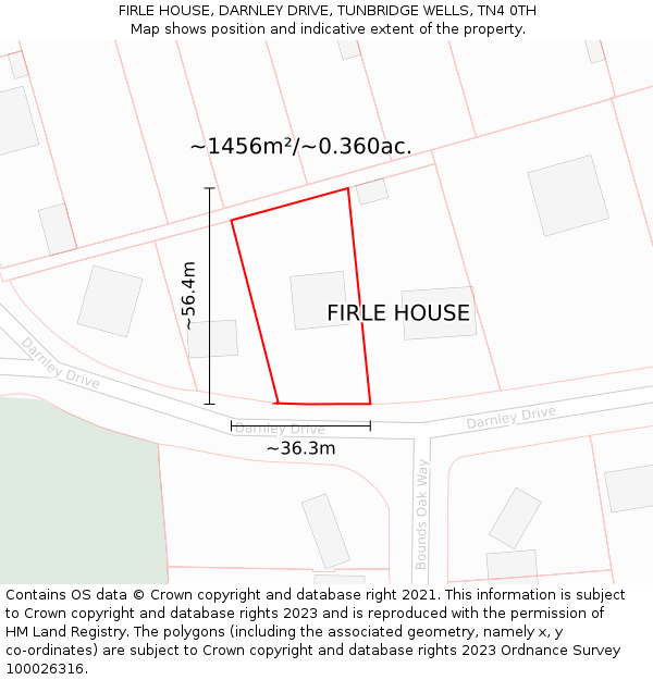 FIRLE HOUSE, DARNLEY DRIVE, TUNBRIDGE WELLS, TN4 0TH: Plot and title map