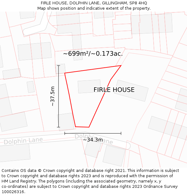 FIRLE HOUSE, DOLPHIN LANE, GILLINGHAM, SP8 4HQ: Plot and title map