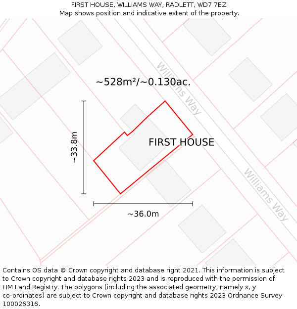 FIRST HOUSE, WILLIAMS WAY, RADLETT, WD7 7EZ: Plot and title map