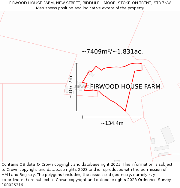 FIRWOOD HOUSE FARM, NEW STREET, BIDDULPH MOOR, STOKE-ON-TRENT, ST8 7NW: Plot and title map