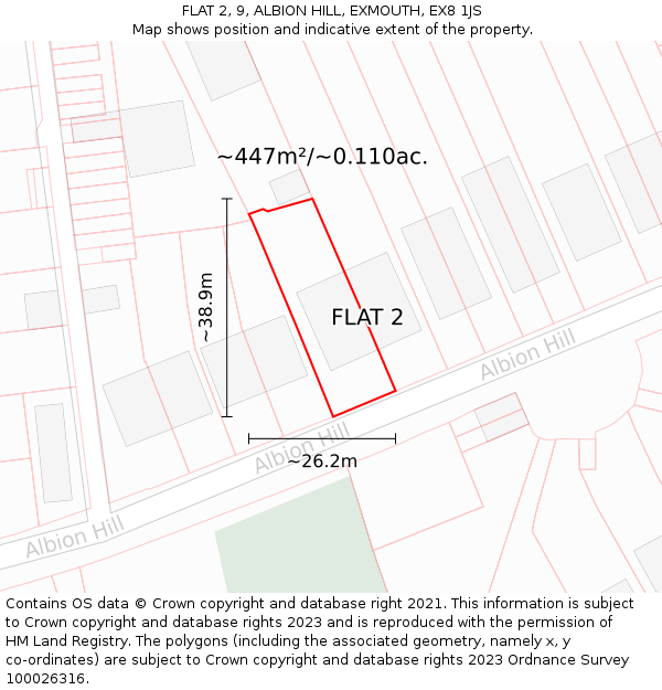 FLAT 2, 9, ALBION HILL, EXMOUTH, EX8 1JS: Plot and title map