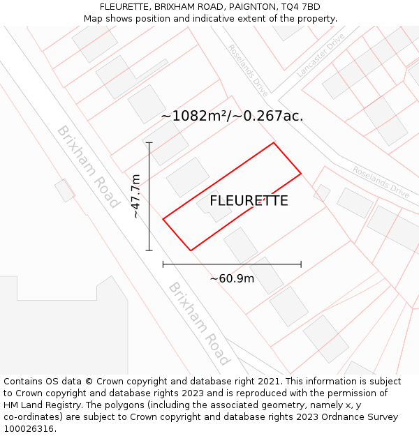 FLEURETTE, BRIXHAM ROAD, PAIGNTON, TQ4 7BD: Plot and title map