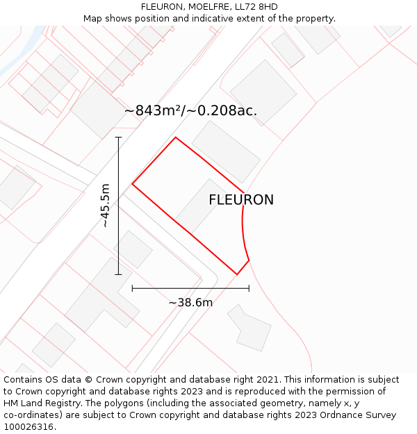 FLEURON, MOELFRE, LL72 8HD: Plot and title map