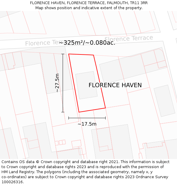 FLORENCE HAVEN, FLORENCE TERRACE, FALMOUTH, TR11 3RR: Plot and title map