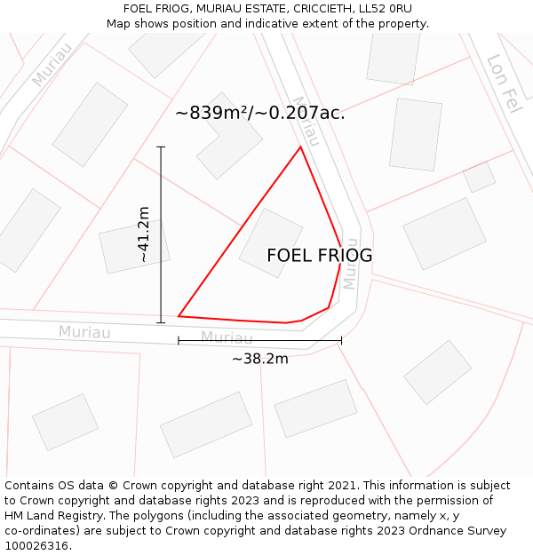 FOEL FRIOG, MURIAU ESTATE, CRICCIETH, LL52 0RU: Plot and title map