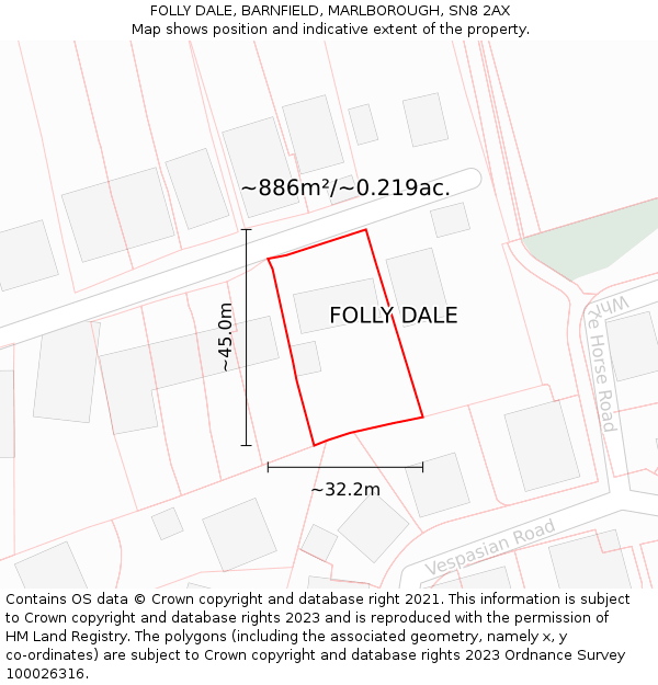 FOLLY DALE, BARNFIELD, MARLBOROUGH, SN8 2AX: Plot and title map