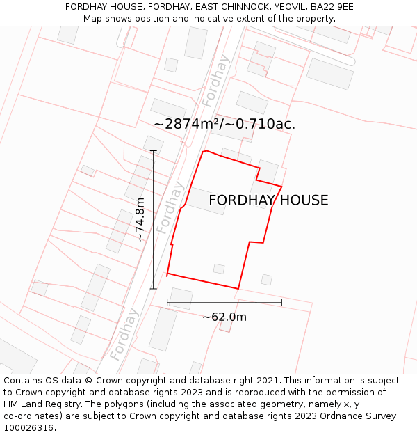 FORDHAY HOUSE, FORDHAY, EAST CHINNOCK, YEOVIL, BA22 9EE: Plot and title map