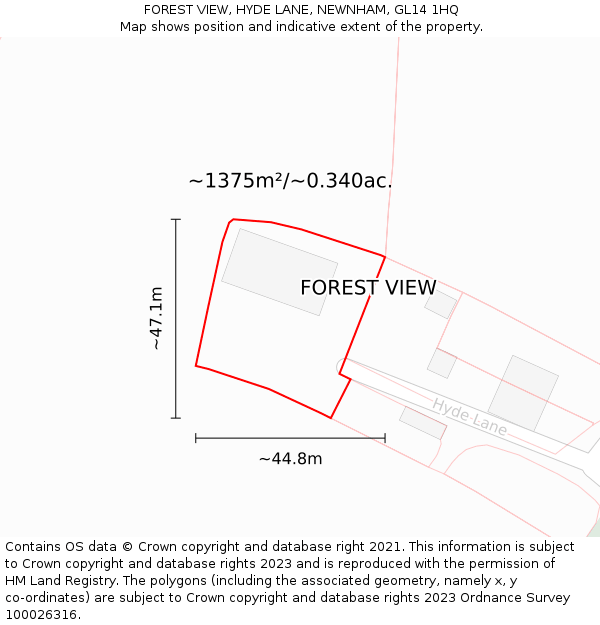 FOREST VIEW, HYDE LANE, NEWNHAM, GL14 1HQ: Plot and title map