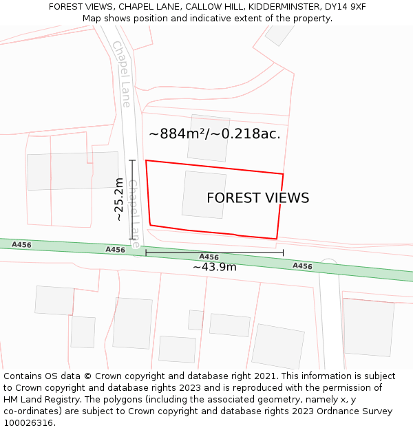 FOREST VIEWS, CHAPEL LANE, CALLOW HILL, KIDDERMINSTER, DY14 9XF: Plot and title map