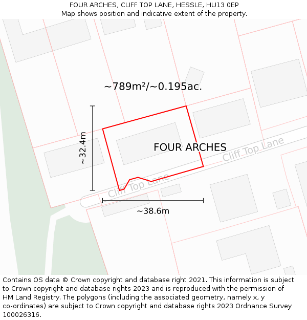 FOUR ARCHES, CLIFF TOP LANE, HESSLE, HU13 0EP: Plot and title map