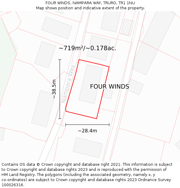 FOUR WINDS, NAMPARA WAY, TRURO, TR1 1NU: Plot and title map