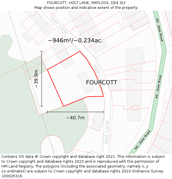 FOURCOTT, HOLT LANE, MATLOCK, DE4 3LY: Plot and title map