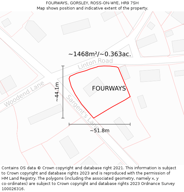 FOURWAYS, GORSLEY, ROSS-ON-WYE, HR9 7SH: Plot and title map