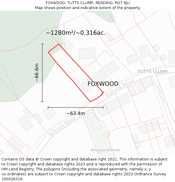 FOXWOOD, TUTTS CLUMP, READING, RG7 6JU: Plot and title map