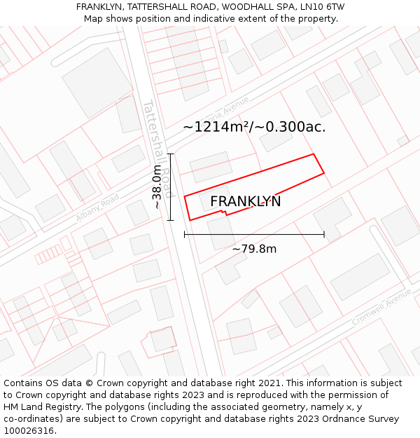 FRANKLYN, TATTERSHALL ROAD, WOODHALL SPA, LN10 6TW: Plot and title map