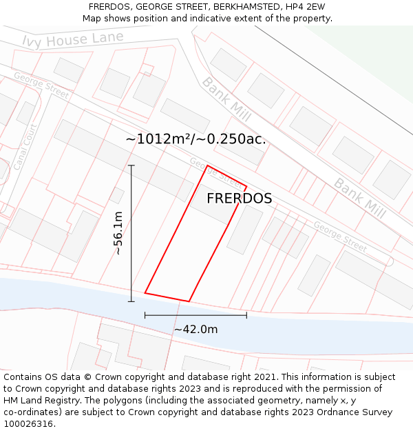 FRERDOS, GEORGE STREET, BERKHAMSTED, HP4 2EW: Plot and title map